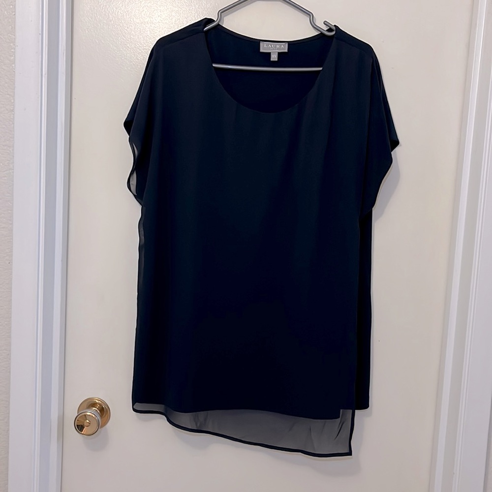Laura blouse with front chiffon overlay 2X